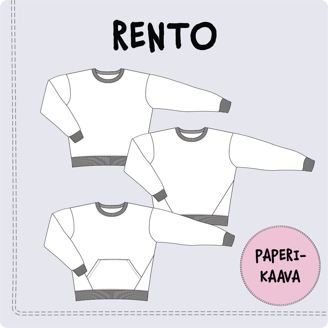 KAAVASTUDIO AINOA: RENTO aikuisten oversize-college, koot 32-54
