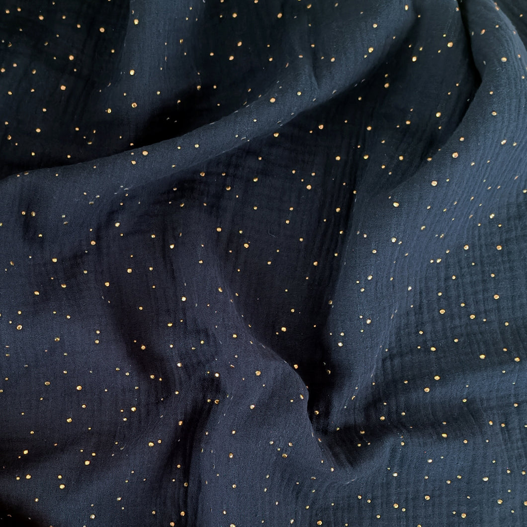 DOUBLE GAUZE KULTAHIPPU, NAVY