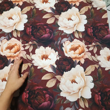 Lataa kuva Galleria-katseluun, TRIKOO DREAMY PEONIES, BURGUNDY
