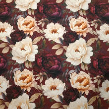 Lataa kuva Galleria-katseluun, TRIKOO DREAMY PEONIES, BURGUNDY
