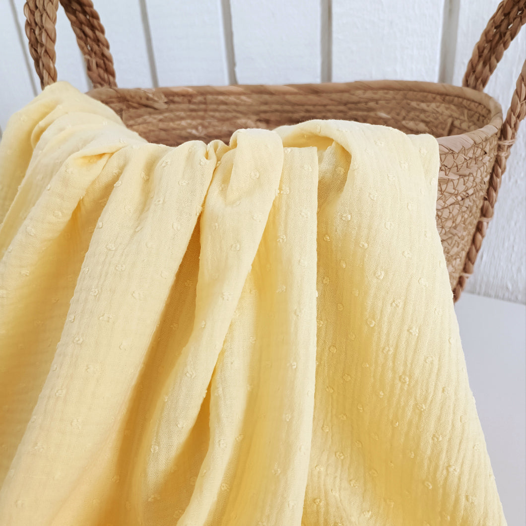 DOUBLE GAUZE DOBBY, SOFT YELLOW