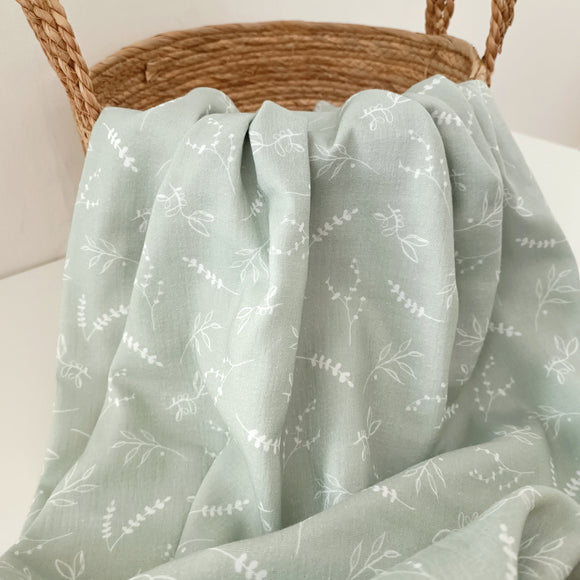 DOUBLE GAUZE LEAVES, DUSTY GREEN