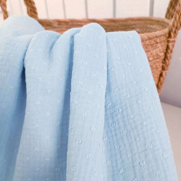 DOUBLE GAUZE DOBBY, SOFT BLUE