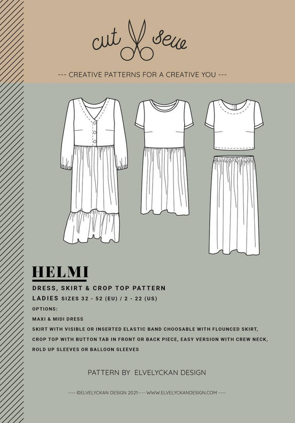 CUT & SEW PATTERNS: HELMI NAISTEN MEKKO, HAME JA YLÄOSA