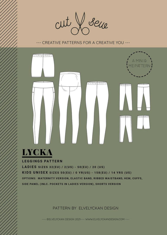 CUT & SEW PATTERNS: LYCKA NAISTEN JA LASTEN LEGGINGSKAAVAT